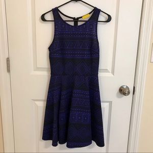 Nordstrom A-line black and royal blue dress